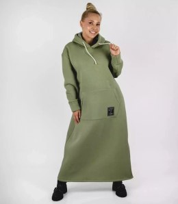 Ciepła bluza damska dresowa Oversize Sukienka Bawełniana Kaptur (Zielony)