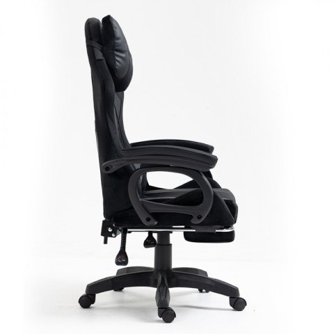 Fotel gamingowy obrotowy "STUDENT" z podnóżkiem i poduszką masującą, czarny KO23CZ