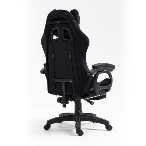 Fotel gamingowy obrotowy "STUDENT" z podnóżkiem i poduszką masującą, czarny KO23CZ