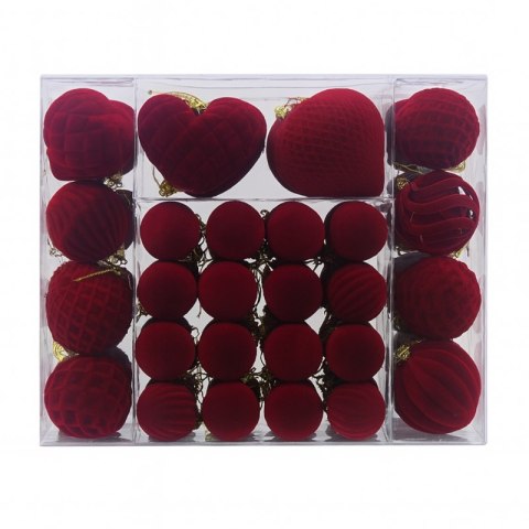 Komplet bombek na choinkę w opakowaniu, bombki welurowe 48szt. bordowe BSN72