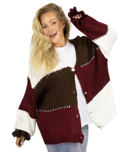 Krótki kardigan sweter oversize na guziki JULIETTE (Brązowy || Czerwony || Wielokolorowy || Biały)