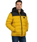 Ciepła męska kurtka zimowa pikowana z kapturem (Żółty)