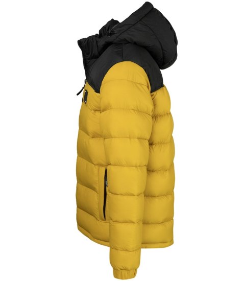 Ciepła męska kurtka zimowa pikowana z kapturem (Żółty)