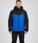 Męska kurtka pikowana z kapturem zimowa dwukolorowa (Niebieski)
