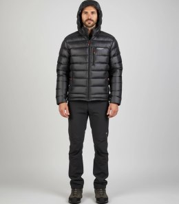 Męska zimowa pikowana kurtka z kapturem (Czarny)