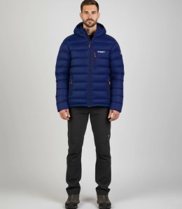 Męska zimowa pikowana kurtka z kapturem (Niebieski)