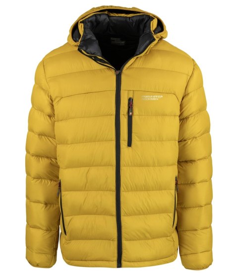 Męska zimowa pikowana kurtka z kapturem (Żółty)