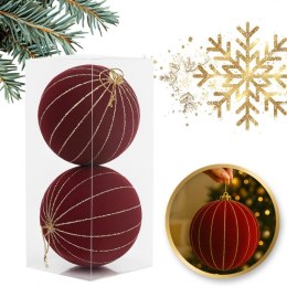 Weihnachtsdekoration, bordeauxrote Samtkugel, XXL, 2 Stück. WOZ57