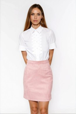 Biała koszula z plisami na dekolcie K90 White - Nife - 36