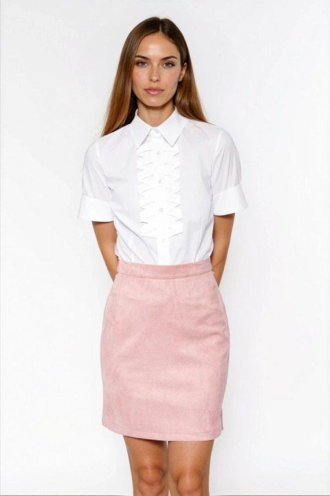 Biała koszula z plisami na dekolcie K90 White - Nife - 40