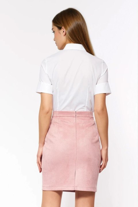 Biała koszula z plisami na dekolcie K90 White - Nife - 40