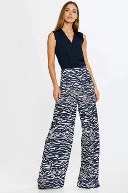 Bluzka bez rękawów z dekoltem V B213 Navy - Nife - 38