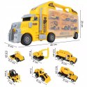 Ciężarówka walizka z metalowymi autkami budowlanymi 6 szt światła i dźwięki