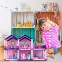 Domek dla lalek różowy duży piętrowy z mebelkami kucyki koniki dla dzieci
