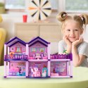 Domek dla lalek różowy duży piętrowy z mebelkami kucyki koniki dla dzieci