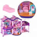 Domek dla lalek różowy duży piętrowy z mebelkami kucyki koniki dla dzieci