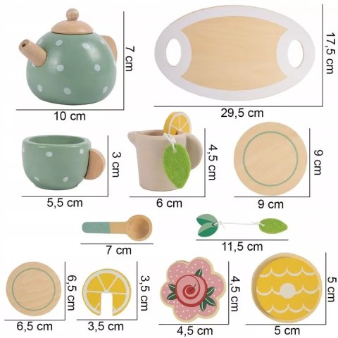 Drewniany zestaw do herbatki dla dzieci solidny serwis do zabawy filiżanki