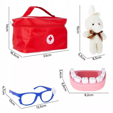 Drewniany zestaw lekarza i dentysty w walizce 2 króliczki dla dzieci duży