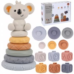 Klocki sensoryczne gumowe miękkie Montessori wieża piramida 13 el