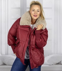 Kurtka zimowa z ozdobnym futerkiem na kołnierzu FIBI (Czerwony)