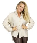 Luźna koszula z kokardą na plecach dłuższy tył LILIANA (Beżowy)