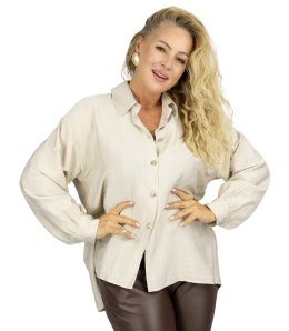 Luźna koszula z kokardą na plecach dłuższy tył LILIANA (Beżowy)