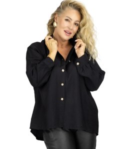 Luźna koszula z kokardą na plecach dłuższy tył LILIANA (Czarny)