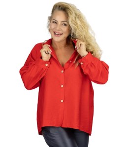 Luźna koszula z kokardą na plecach dłuższy tył LILIANA (Czerwony)
