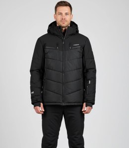 Męska kurtka pikowana z kapturem zimowa dwukolorowa (Czarny)