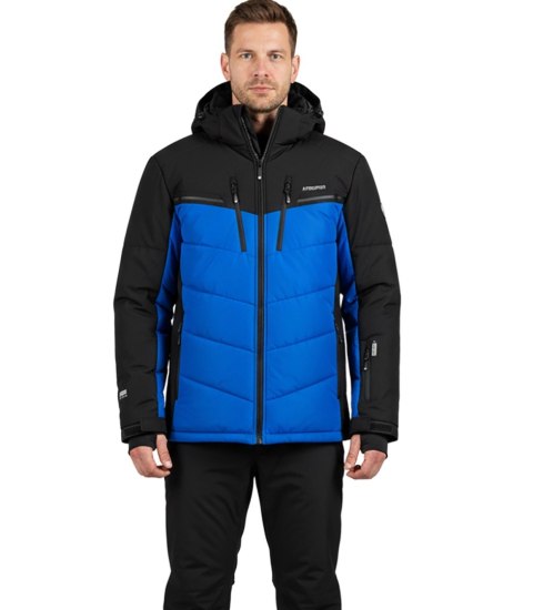 Męska kurtka pikowana z kapturem zimowa dwukolorowa (Niebieski)