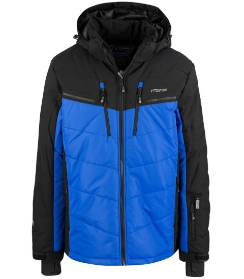 Męska kurtka pikowana z kapturem zimowa dwukolorowa (Niebieski)