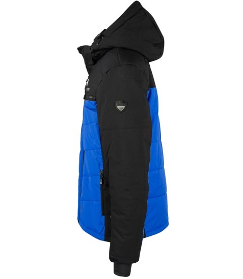 Męska kurtka pikowana z kapturem zimowa dwukolorowa (Niebieski)