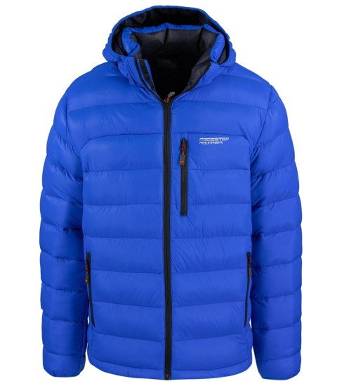 Męska zimowa pikowana kurtka z kapturem (Niebieski)