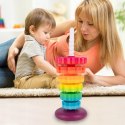 Tęczowa wieża sensoryczna 6 krążków - kreatywna piramidka edukacyjna