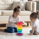 Tęczowa wieża sensoryczna 6 krążków - kreatywna piramidka edukacyjna