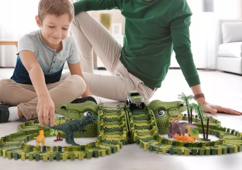 Tor samochodowy dla dzieci Dino Park wyścigowy zestaw 230 el dinozaury