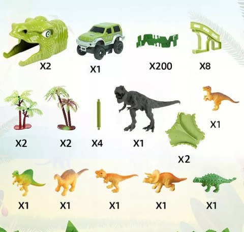 Tor samochodowy dla dzieci Dino Park wyścigowy zestaw 230 el dinozaury