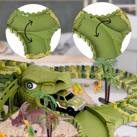Tor samochodowy dla dzieci Dino Park wyścigowy zestaw 230 el dinozaury