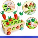 Układanka Montessori sorter klocków Złap Robaczka drewniany wózek marchewki
