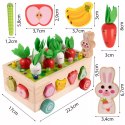Układanka Montessori sorter klocków Złap Robaczka drewniany wózek marchewki