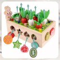 Układanka Montessori sorter klocków Złap Robaczka drewniany wózek marchewki
