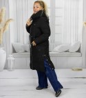 Długa kurtka damska płaszcz dwustronny MONIKA (Brązowy || Czarny)