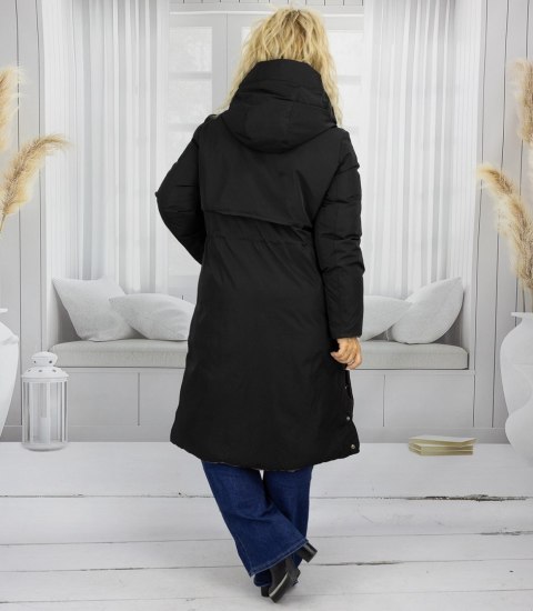 Długa kurtka damska płaszcz dwustronny MONIKA (Brązowy || Czarny)