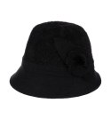 Kapelusz damski cloche naszywka kwiat (Czarny)