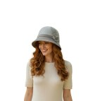 Kapelusz damski cloche naszywka kwiat (Szary)