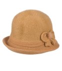 Kapelusz damski cloche z kokardą (Beżowy)