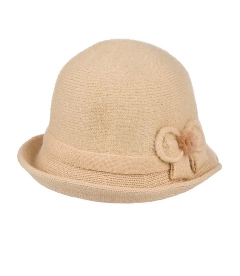 Kapelusz damski cloche z kokardą (Beżowy)