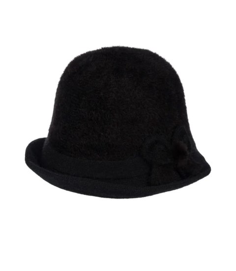 Kapelusz damski cloche z kokardą (Czarny)