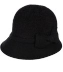Kapelusz damski cloche z kokardą (Czarny)