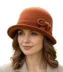 Kapelusz damski cloche z kokardą (Pomarańczowy)